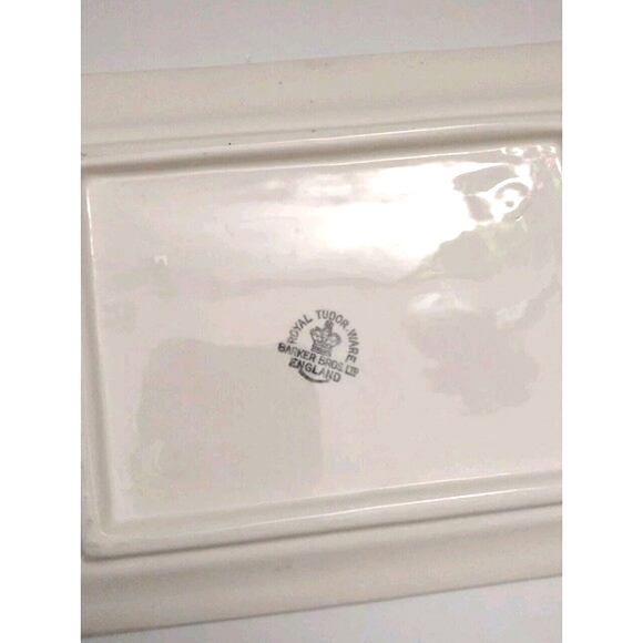 Royal Tudor Ware Barker Bros England Covered Butter Dish Bluebirds & Flowers - Picture 12 of 12